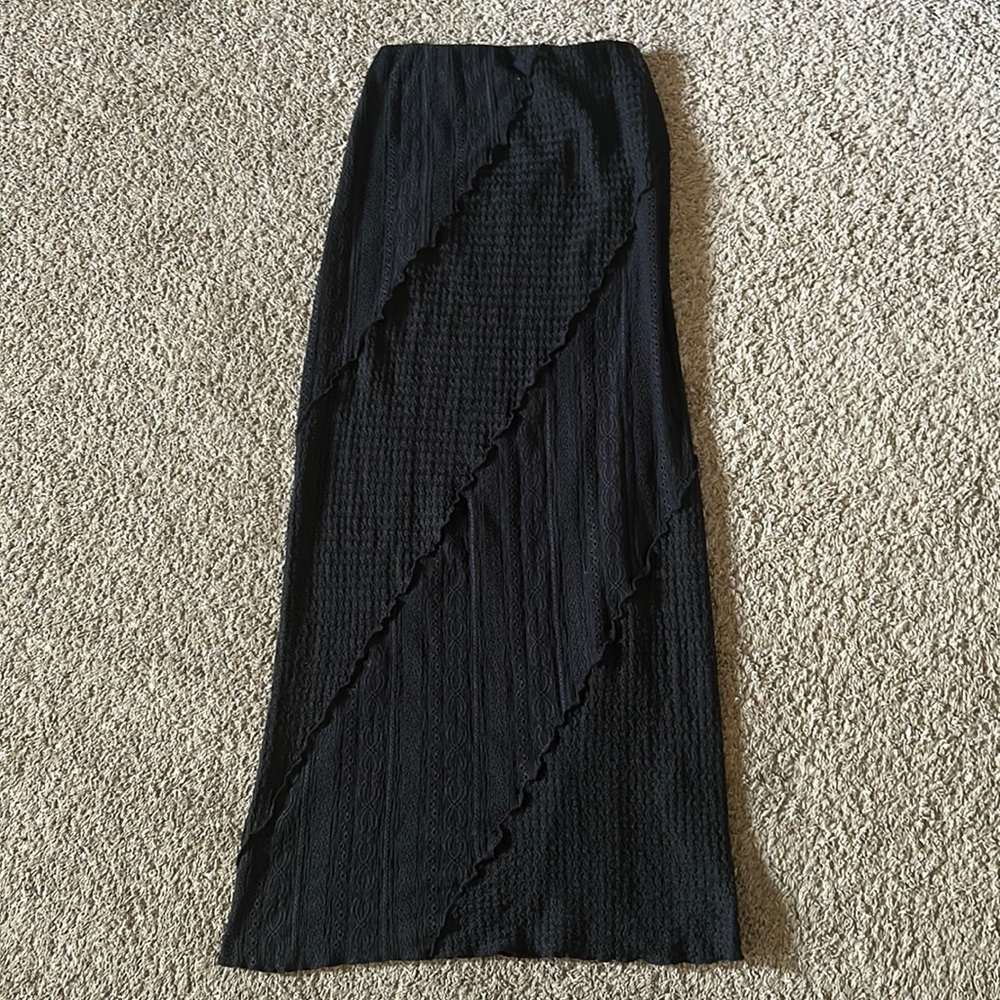 Black Patchwork Maxi Skirt - image 1